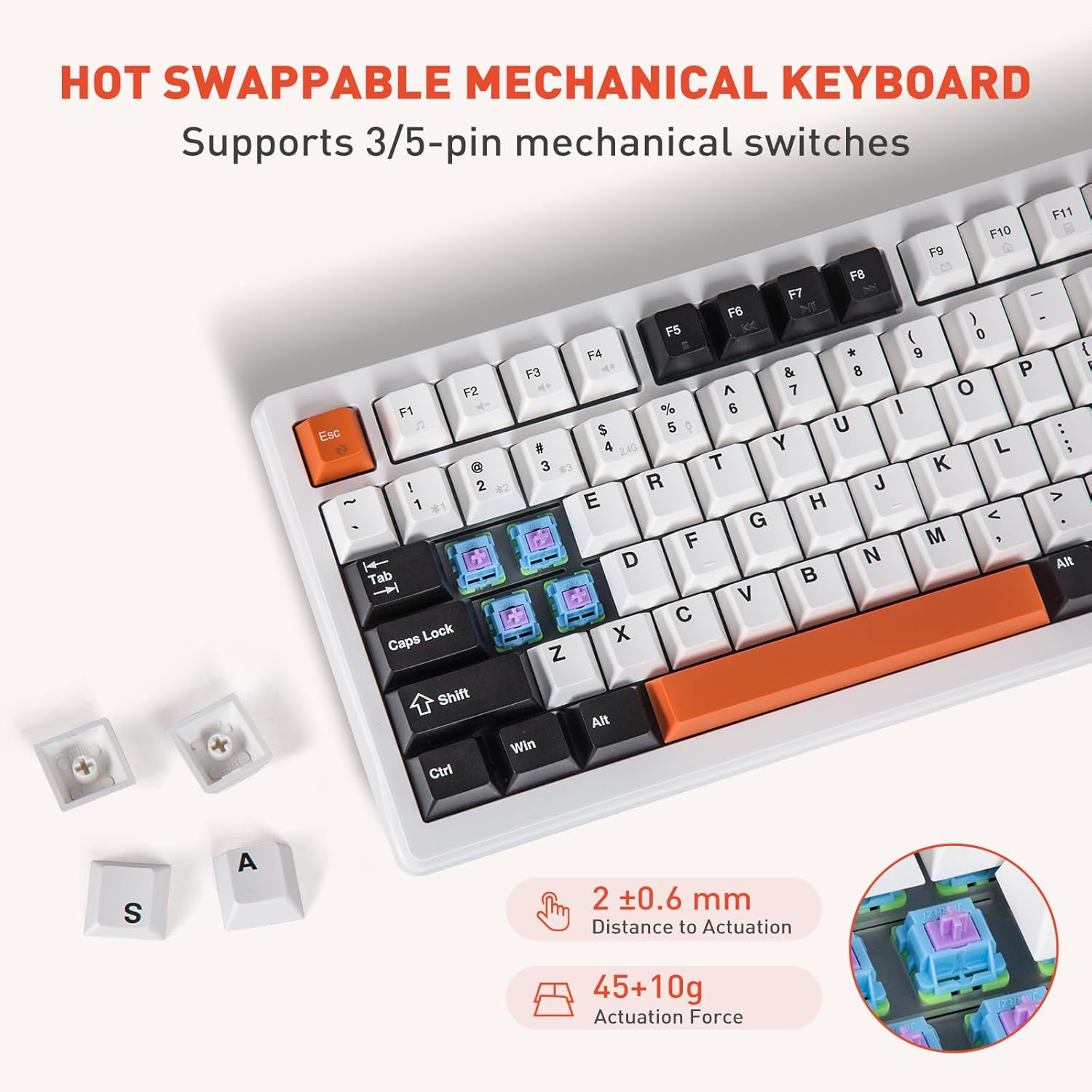 HUO JI G98 Keyboard demonstrating hot-swappable switches