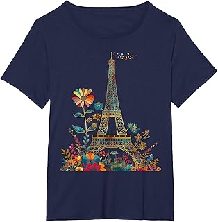 Paris France Eiffel Tower Vintage Flowers Floral Souvenir T-Shirt