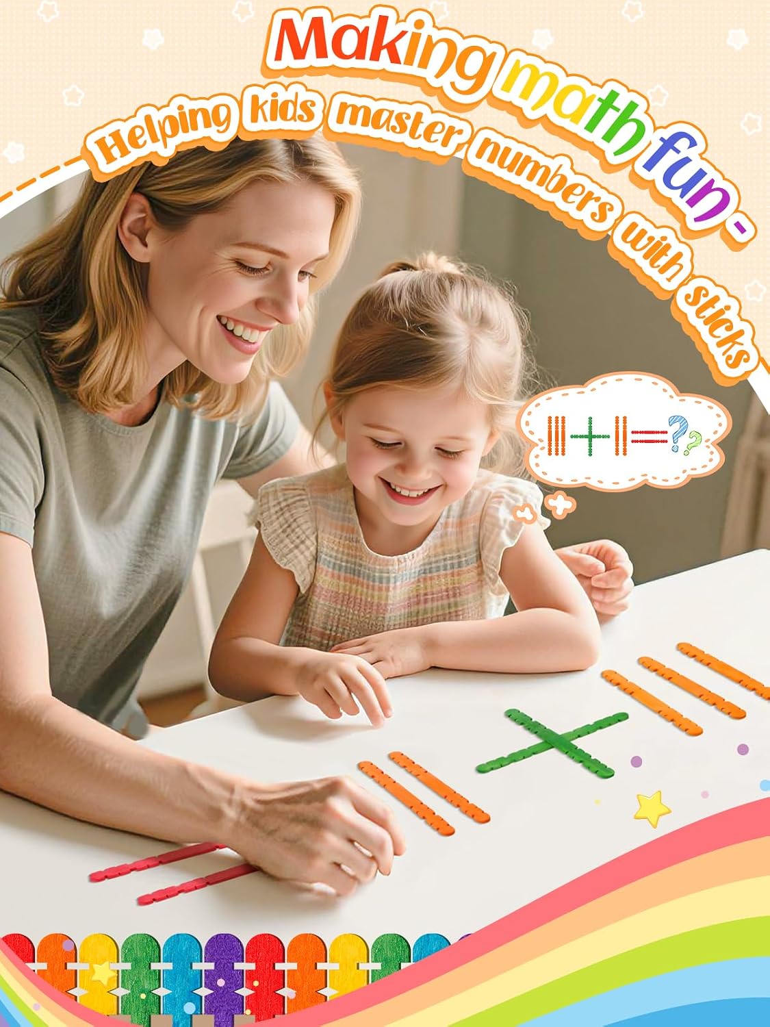 500 Pcs Connectable Sawtooth Popsicle Sticks - 4.5'' Colored and Natural Wood Craft Sticks for Kids' Arts and Crafts Projects in the Classroom and Home