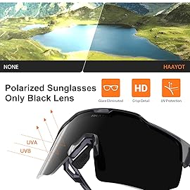 HAAYOT Polarized Cycling Glasses,Sports Sunglasses for Men Women,Baseball Biking Running Sunglasses 5 Lenses Transparent Gray Green