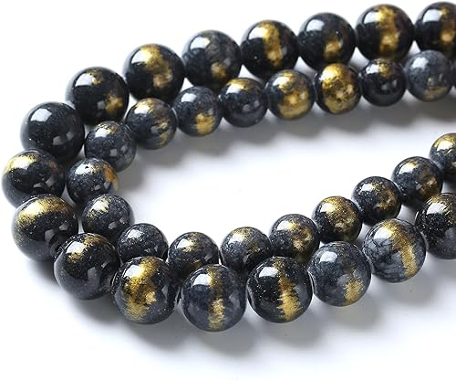 Miniatura 4 de 45 cuentas redondas sueltas de jade lapislázuli negro natural de 0.315 pulgadas para hacer joyas, pulseras y collares, cuentas de piedra curativa