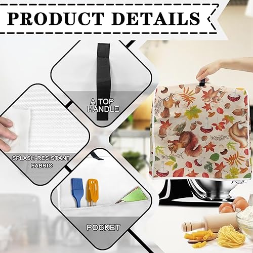 Miniatura 5 de Cubierta antipolvo para mezclador de cocina de Acción de Gracias con mango compatible con 5-8 cuartos de galón, tamaño L