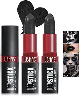 3 pintalabios negro de Halloween, resistente al agua, duradero, mate, color negro, brillo de labios negro (3)