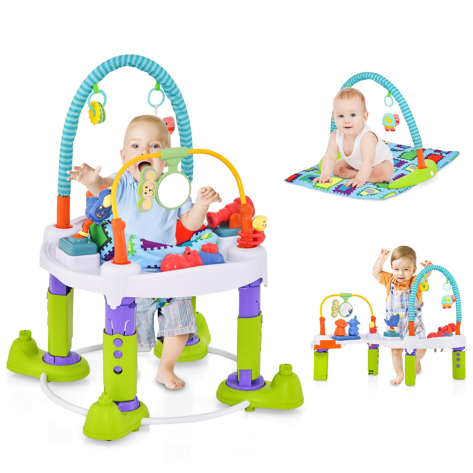 HONEY JOY Baby Bouncer Activity Center 4 in 1 Toddler Bouncing Activity Saucer Playtime Mat Activity Table Toy