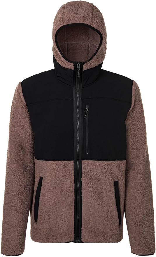 Rock Experience Savoonga Hoodie FZ – Felpa Con Cappuccio Uomo In Pile Sherpa E Tessuto Antivento