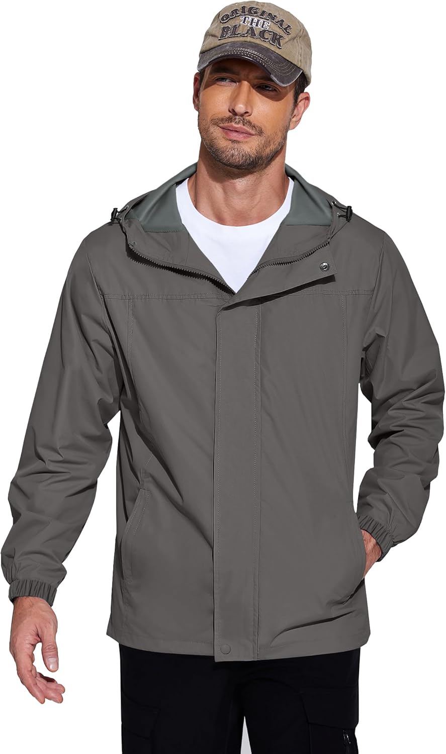 COOFANDY Men's Rain Jacket Waterproof With Hood Lightweight Packable Shell Raincoat Windbreaker For Cycling Golf Travel - Image 2