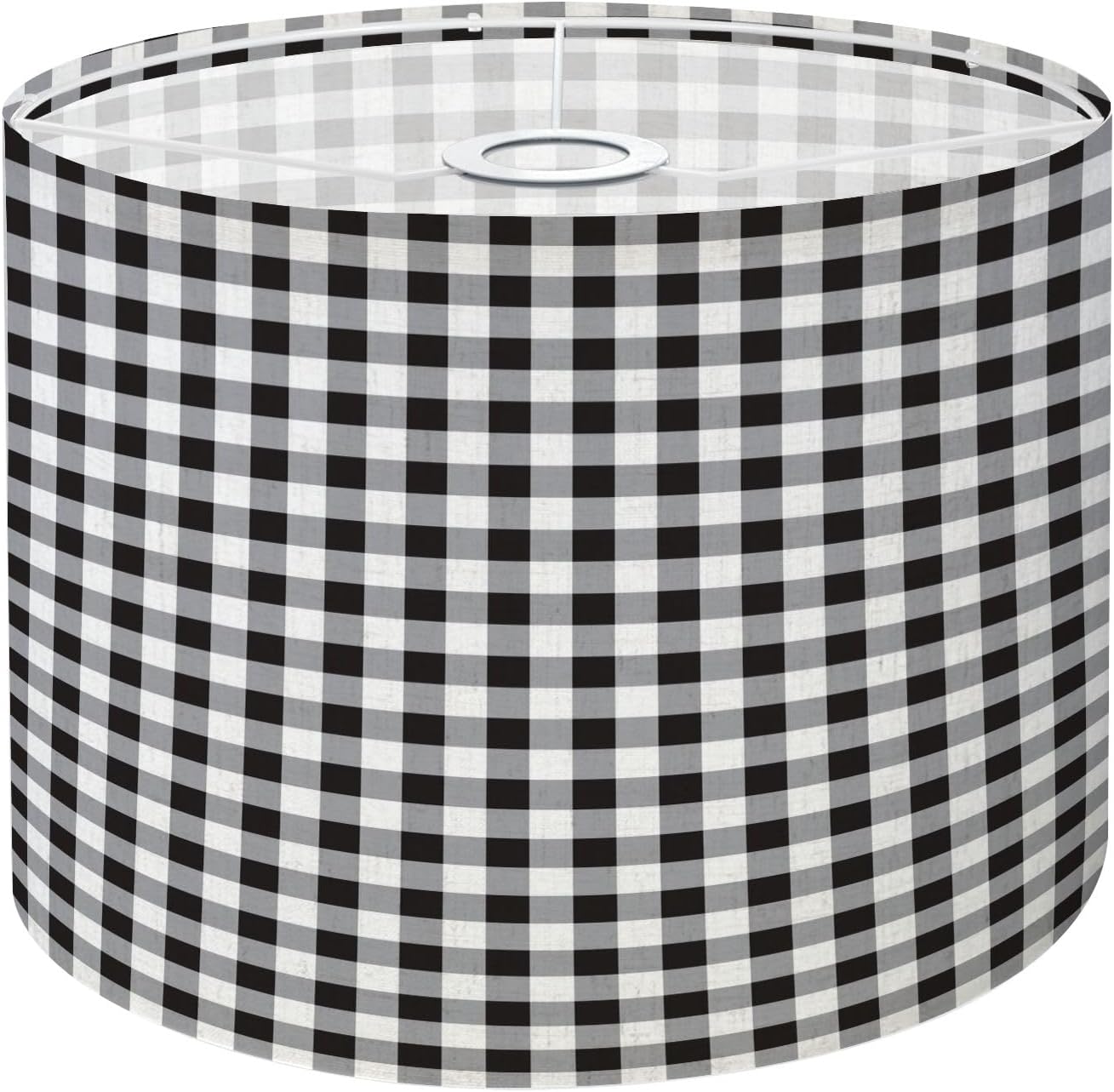 Drum Lamp Shade Plain Black White Grey BW Gingham Scott Tartan Plaid Buffalo Check Lampshade for Floor Lamps Table Lamps Pendant Light 8.9"x11" Linen Lampshades Replacement Large Lamp Shade
