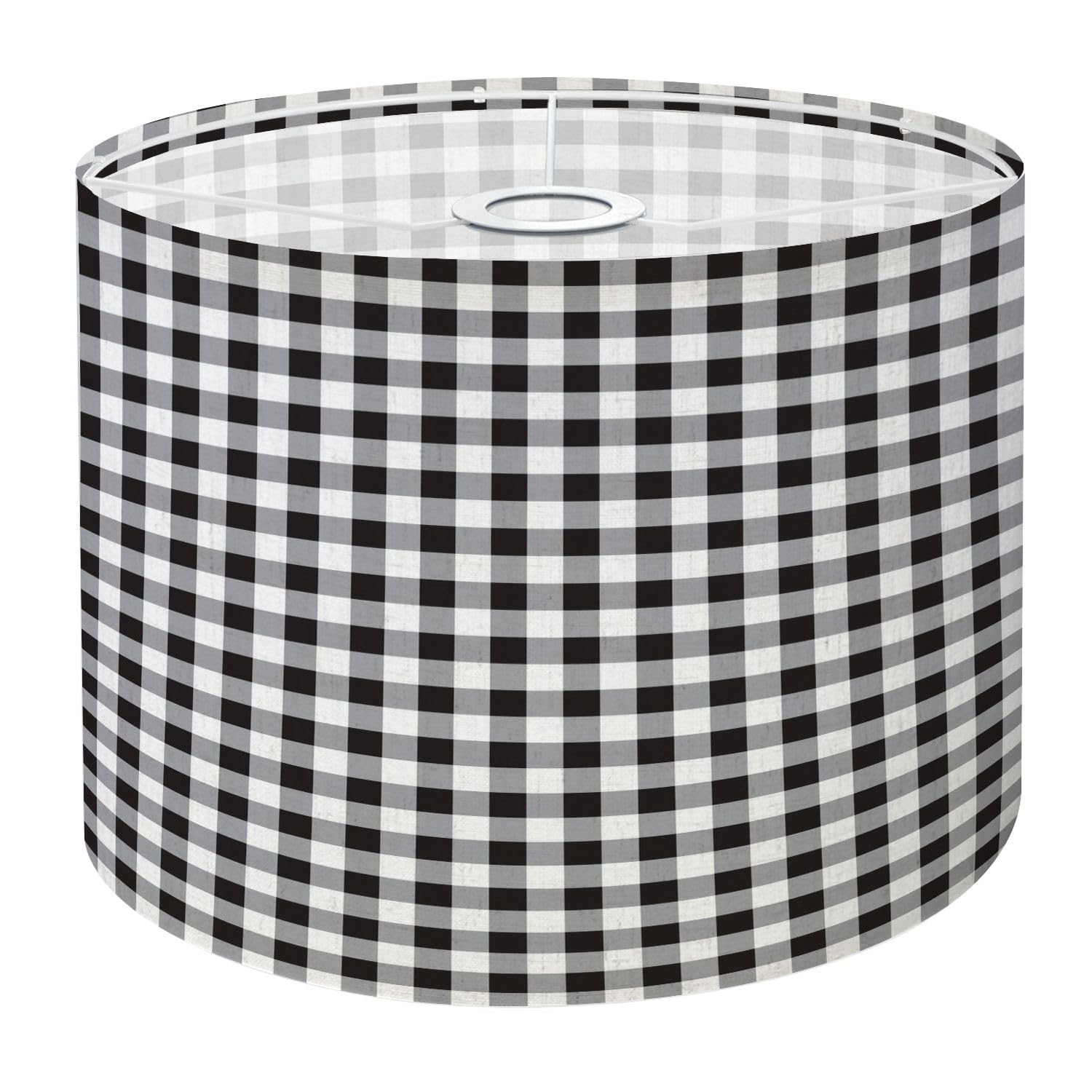Drum Lamp Shade Plain Black White Grey BW Gingham Scott Tartan Plaid Buffalo Check Lampshade for Floor Lamps Table Lamps Pendant Light 8.9"x11" Linen