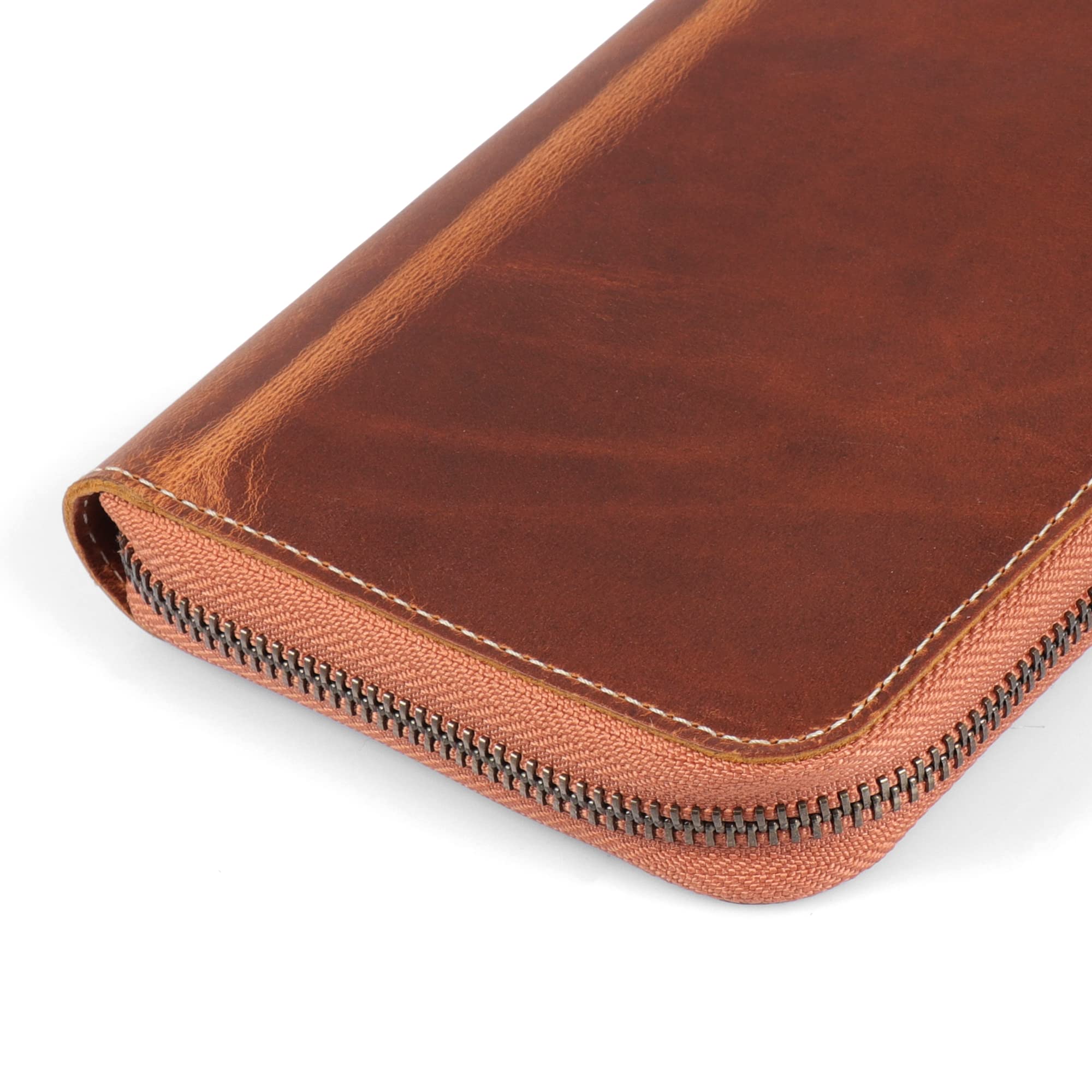 Londo - Padfolio Piórnik Ze Skóry Naturalnej Z Uchwytem Na Długopis I Zamkiem Błyskawicznym - Brązowy, ‎17,78 x 12,7 x 2,54 cm, Torba na ramię, Jednolity kolor
