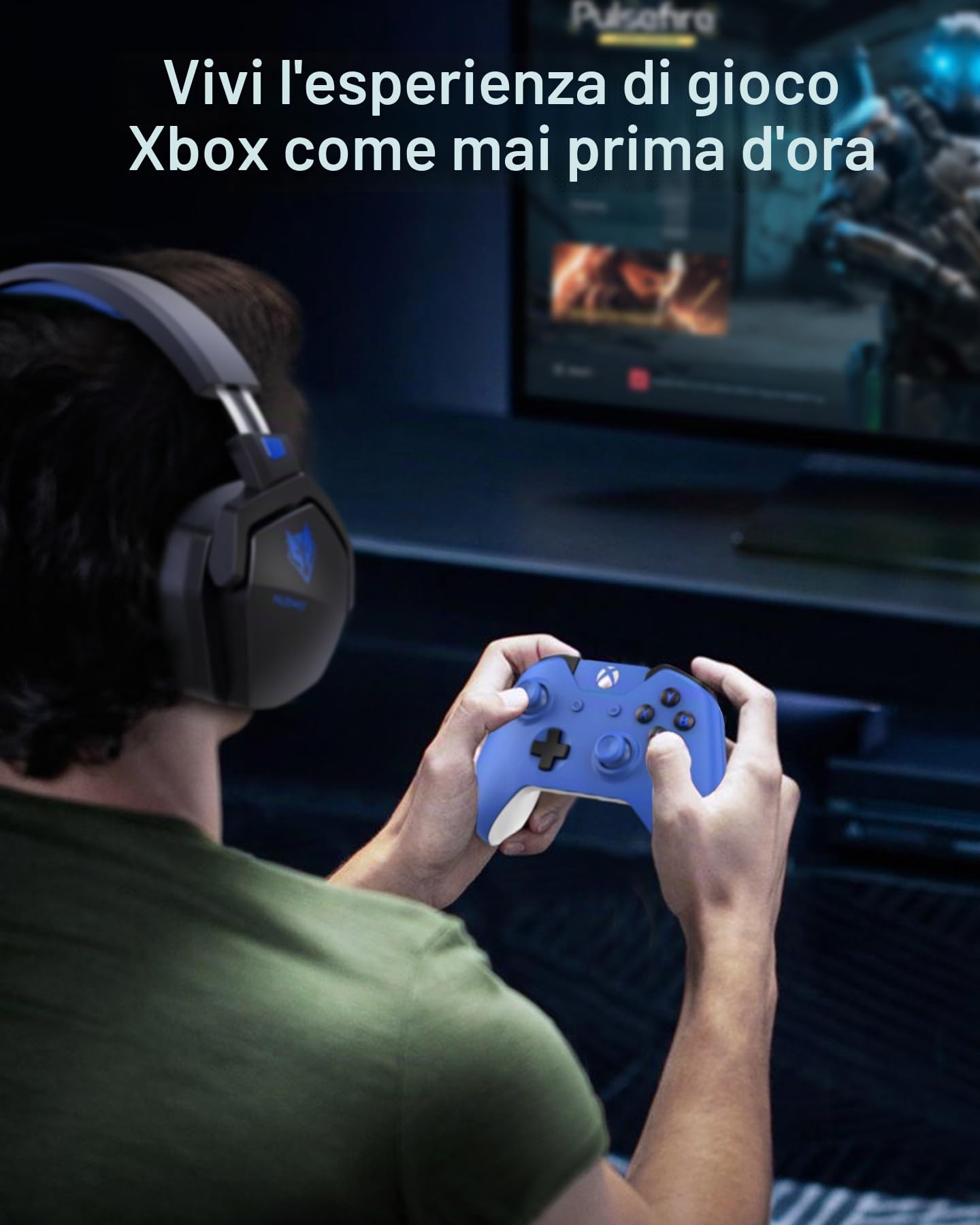 NUBWO Cuffie Gaming per PS4, PS5, PC, Xboxone, Cuffie con Microfono Over-Ear con Cancellazione del Rumore per Computer Portatili NS Games - Blue