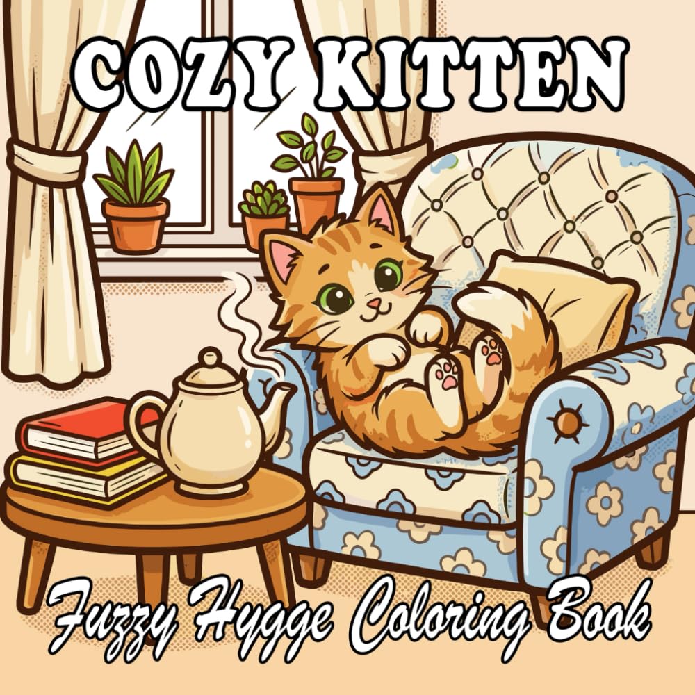 kitten coloring book: Cute and Relaxing Kitten Scenes for Kids and Adults