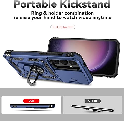 Miniatura 7 de Funda para Samsung Galaxy S24 con cubierta para lente de cámara, protector de pantalla HD, doble capa de grado militar a prueba de caídas, soporte