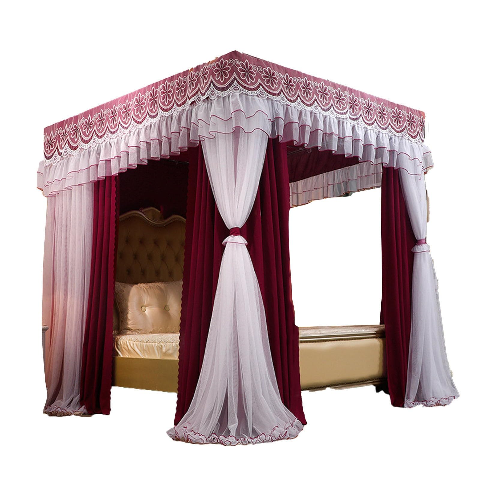 Solution d'intimité double couche rouge pour lit deux places 180x200