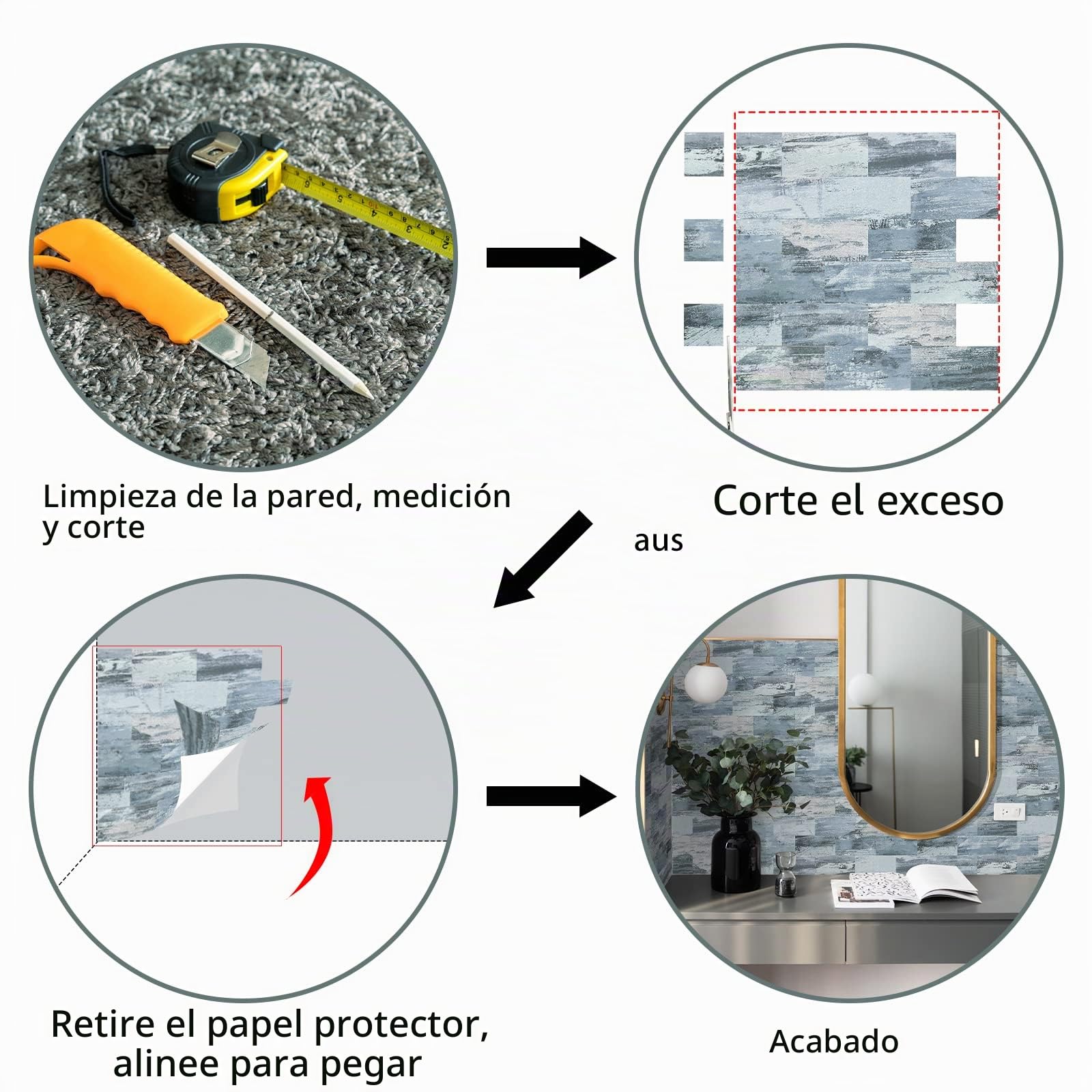 HENGMEI Adhesivos para azulejos 3D, paneles de pared de PVC, azulejos autoadhesivos para baño y pared de cocina, 34 x 29 cm, 10 unidades (color C)