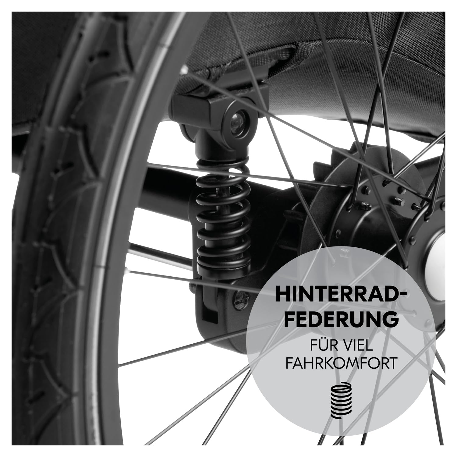 Hauck Dryk Duo Plus - Remolque de bicicleta y cochecito para 2 niños (6-48 meses), incluye protección contra la lluvia, toldo, barra de remolque, rueda de buggy, bandera y luz LED, color negro