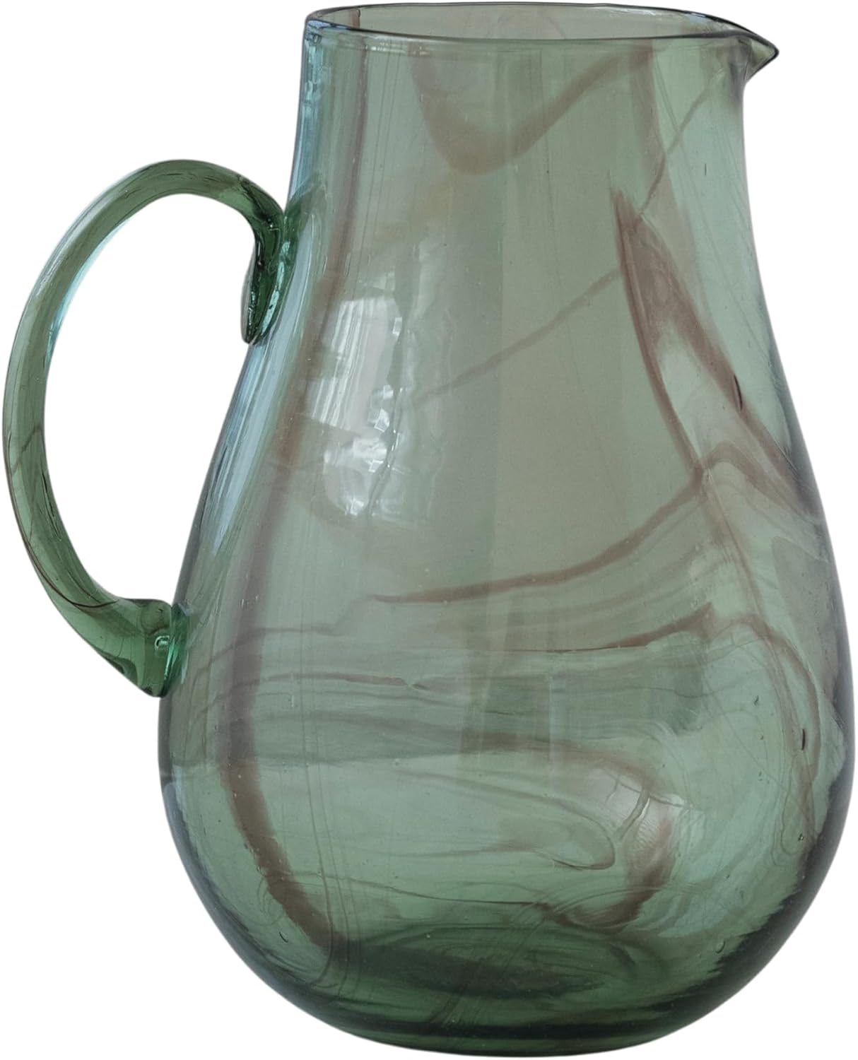 Bloomingville Marbled Elegance Hand-Blown Glass Pitcher, Green and Purple