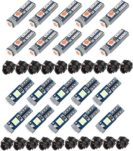 Miniatura 1 de BlyilyB Rojo y azul hielo T5 2721 37 74 cuña LED bombilla PC74 Twist sockets reemplazo tablero tablero luces panel instrumentos Cluster LED Lámparas