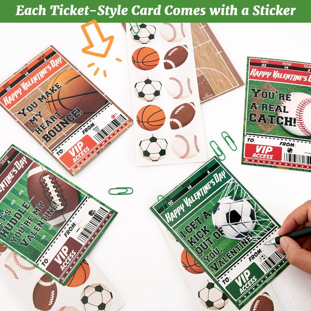 56 Pcs Valentines Cards for Kids, Sports Themed Football Valentines Cards with 2 Valentines Boxes for Kids, Boys and Girls, Funny Valentines Day Gifts