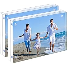 Acrylic Picture Frame, 2pack 5x7 Inch Clear Photo Double-Sided Frames, Magnetic 12+12MM Thickness Picture Frame Clear Photo Frame Stand, Double-Sided Acrylic Frame Stand