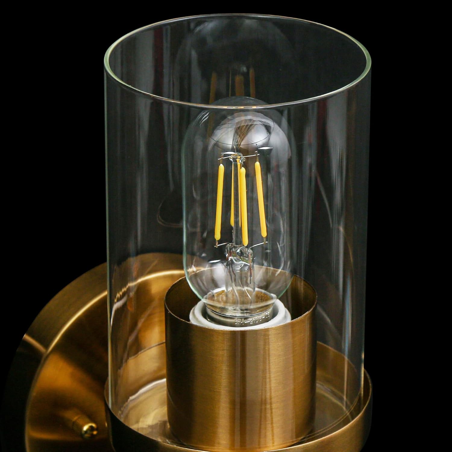 KSANA Gold Bathroom Sconces Wall Lighting, Modern Brass Wall Sconce with Clear Glass Shade, 2-Light Vanity Light Fixtures Over Mirror for Bedroom, Living Room, Kitchen and Hallway