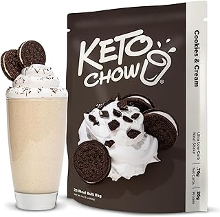 Keto Chow Cookies & Cream | Keto Meal Replacement Shake Powder | Nutritionally Complete | Low Carb | Delicious Easy Meal Substitute | Protein Rich You Choose The Fat | 21 Meal Serving
