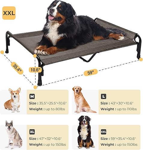 Miniatura 3 de Veehoo CWC2204 - Cama elevada para perros grandes, cama elevada para mascotas con reposacabezas inclinado para interiores y exteriores, lavable,