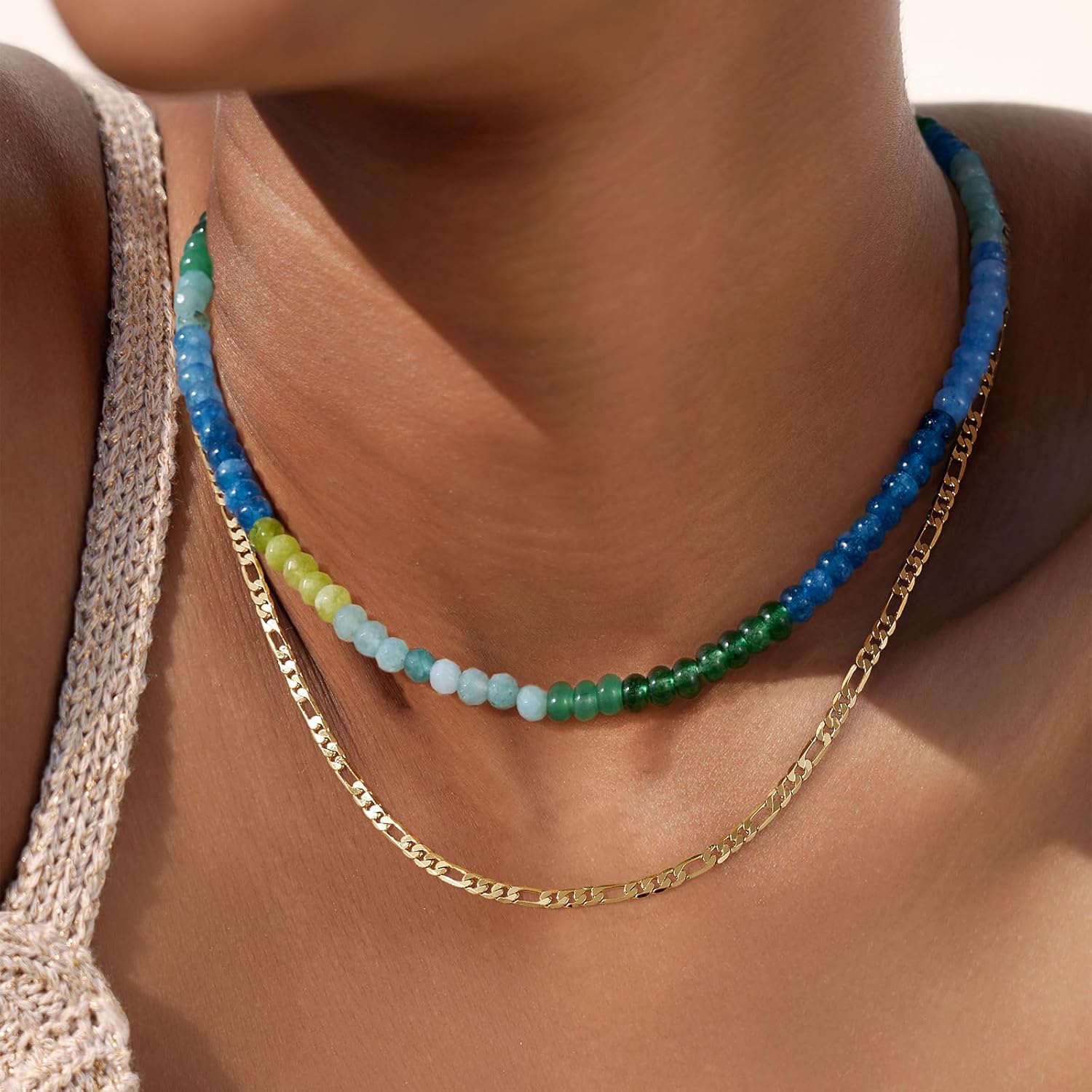 KELORIS PATH Beaded Necklaces for Women, Boho Colorful Natural Stone Bead Choker, Trendy Summer Handmade Jewelry Gifts - Image 2