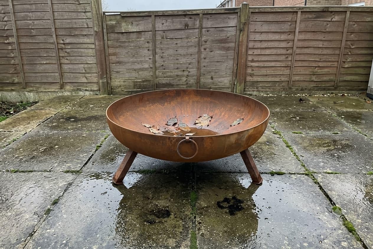 Feuerschale Cortenstahl 64 cm - 3mm Stahl, 15 kg - Rund, Wetterfest, Edelrost-Patina - Massive Feuerstelle für Garten und Terrasse - Favilla