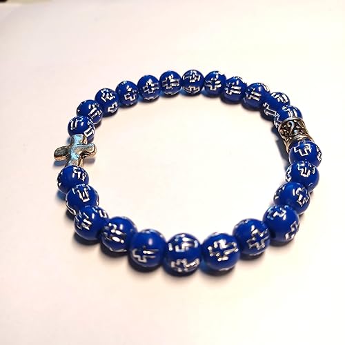 Miniatura 2 de Faith Based Stretchy Beaded Bracelet with Bronze-Colored Cross