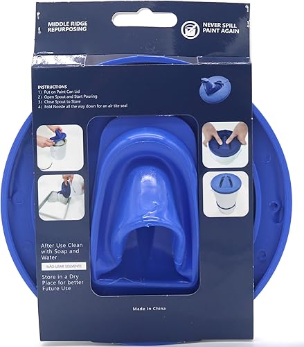 Miniatura 5 de Tapa de lata de pintura y boquilla de vertido para recipientes de 1 galón, paquete de 2  sellado seguro con boquilla integrada para verter la