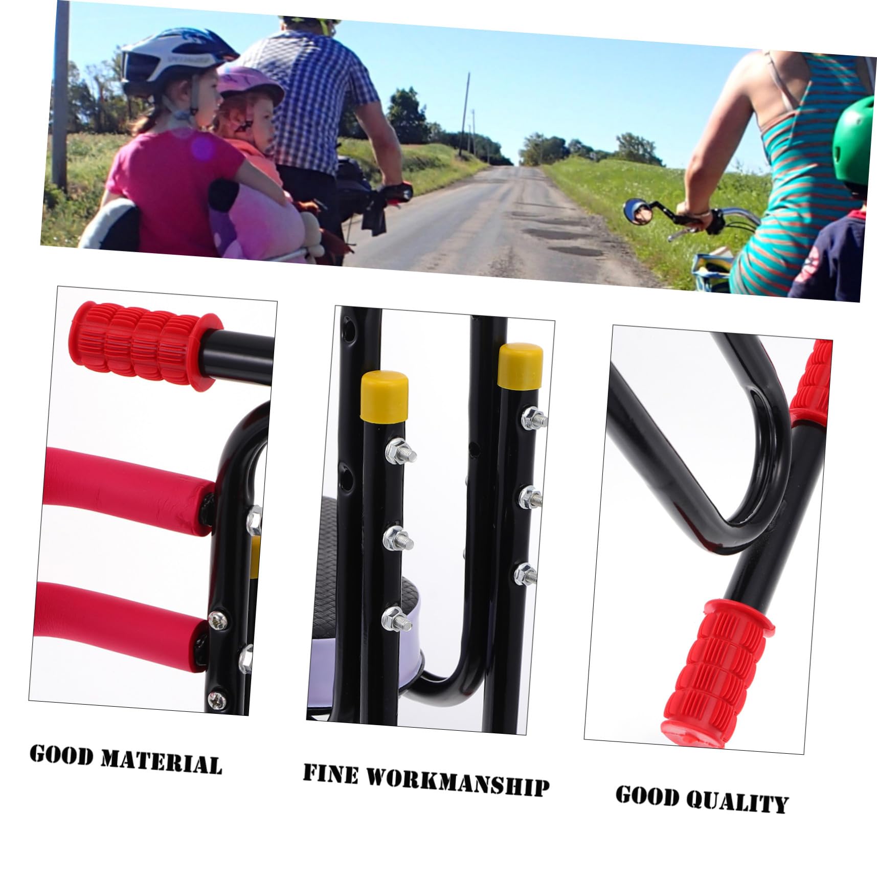 BESPORTBLE Seggiolino Sicurezza per Bici Elettrica Regolabile Nero | Struttura in Acciaio al Carbonio Spugna, Accessorio Bici per Uso Infantile