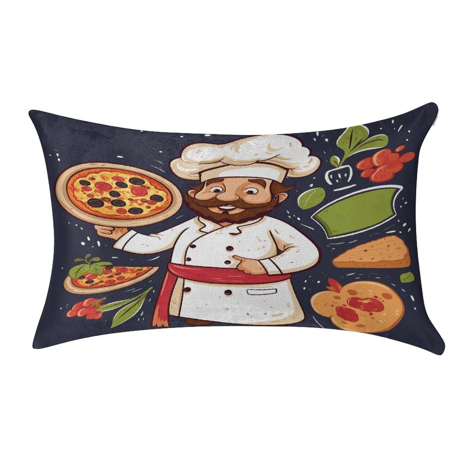 FekiLoot Chef Pizza Pillow Cover Modern Lumbar Pillow Covers Easy Care Velvet Pillowcase Super Soft Cushion Case Rectangular Throw Pillow Cover for Couch Sofa Bedroom Car Decor