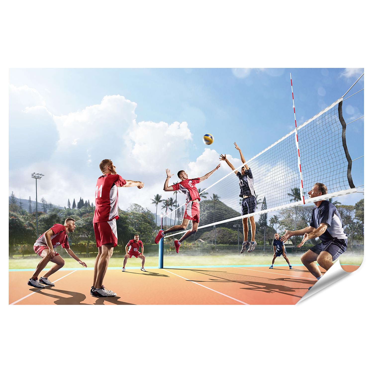 islandburner Poster di pallavolo su un campo di gioco all'aperto al sole, 130 x 90 cm