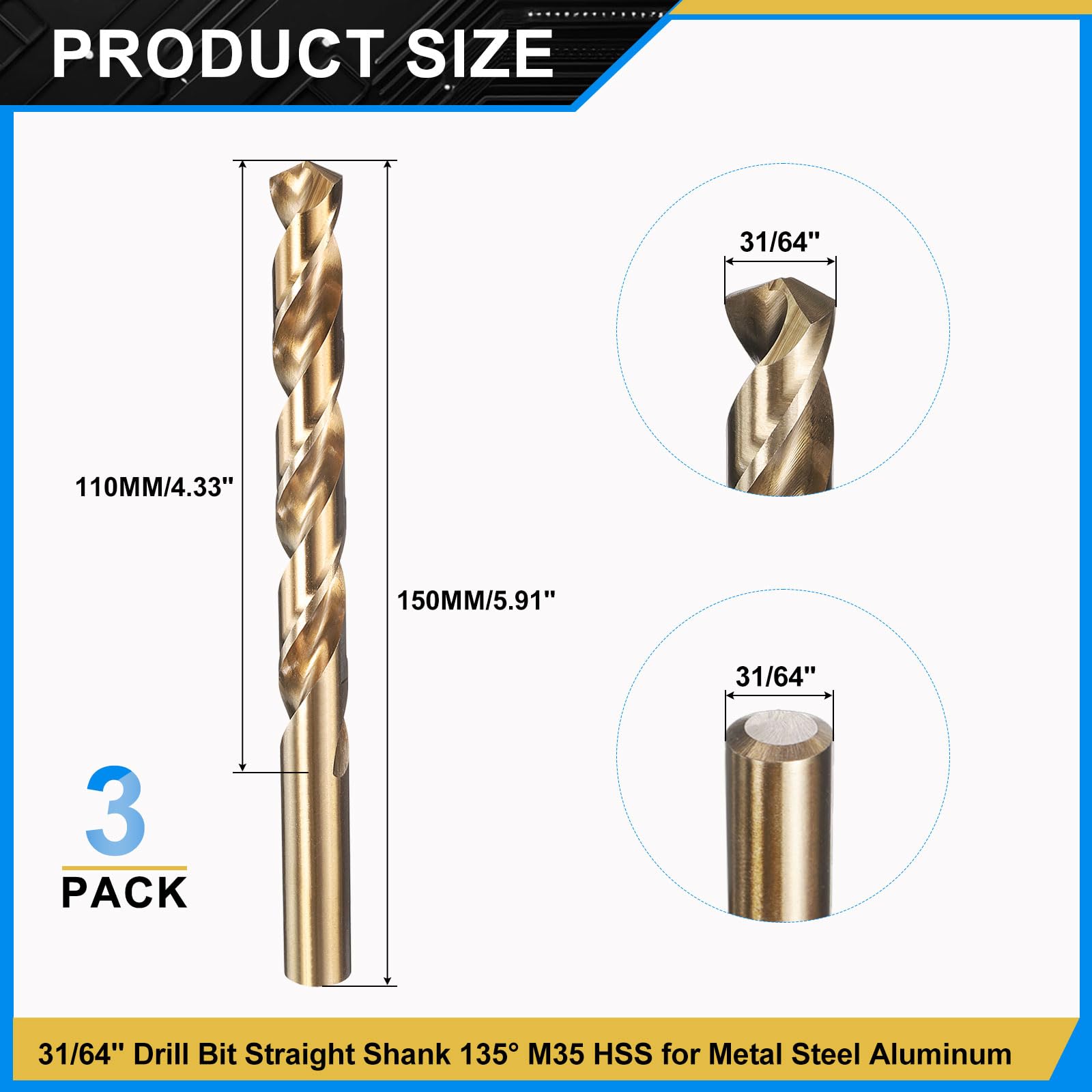PATIKIL 12.3mm Drill Bit 31/64" - Image 2