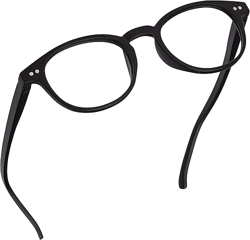 Readerest Lentes de lectura redondos con bloqueo de luz azul (negro, aumento cero), a la moda, para hombres y mujeres, antirreflejos, antifatiga