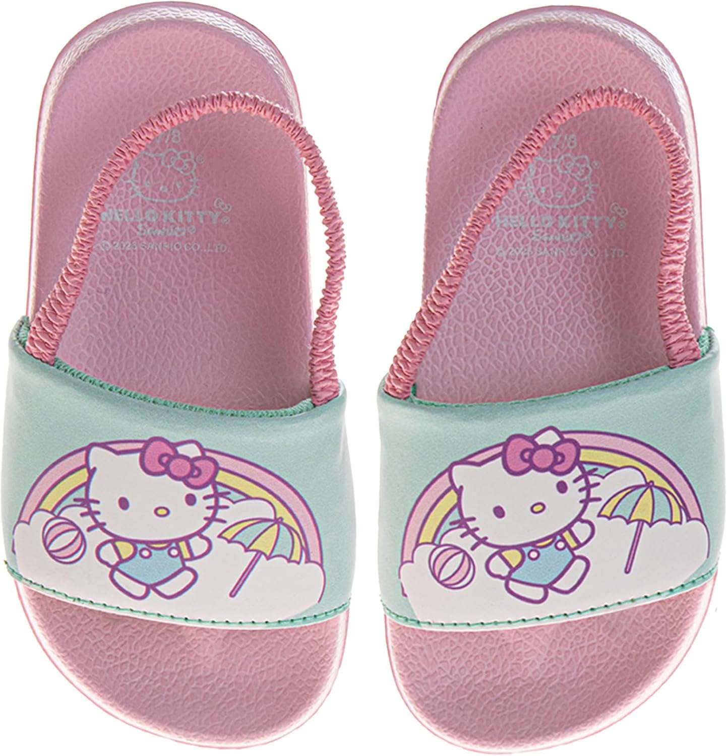 Josmo Gabbys Dollhouse Hello Kitty Slides Open Toe Sandals with Backstrap - Kid Girls Summer Beach Water Pool Shoes (sizes: 5-10 Toddlers / 11-12 Little Kids)