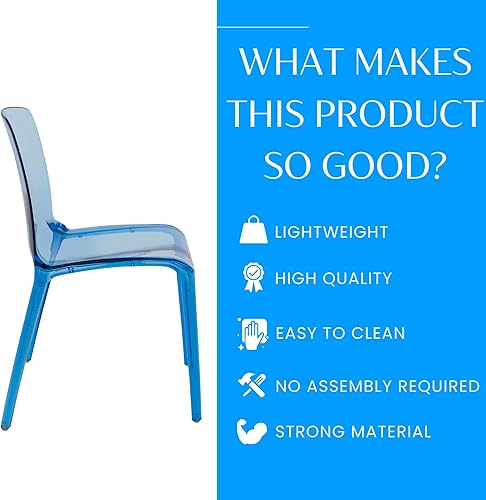 Miniatura 4 de LeisureMod Adler Mid-Century - Juego de 2 sillas de comedor modernas, acrílico negro transparente, diseño contemporáneo para cocina, comedor y