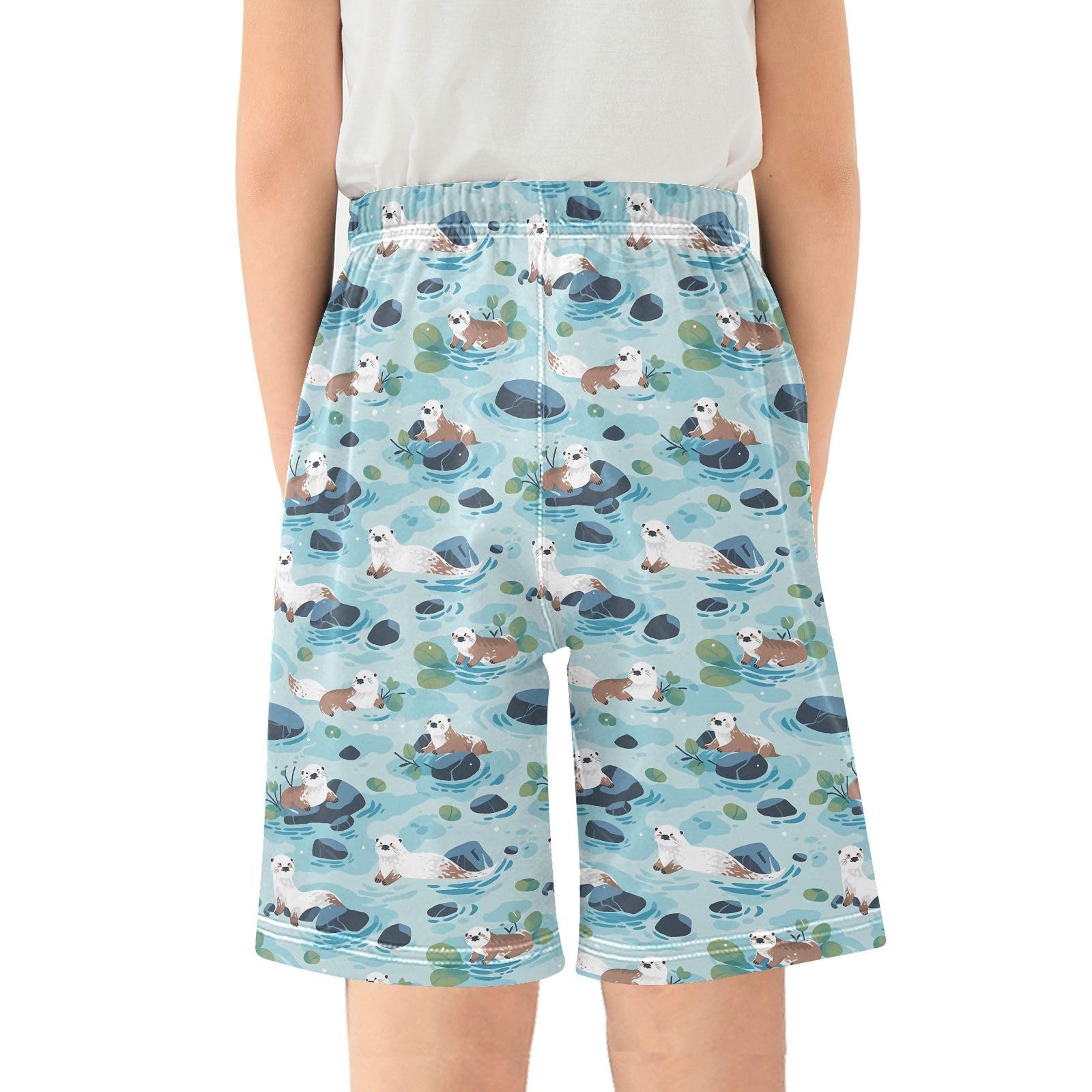 ALAZA Cute Otter Doodle Youth Athletic Shorts for Boys and Girls Size 11-12 Years Multicolor