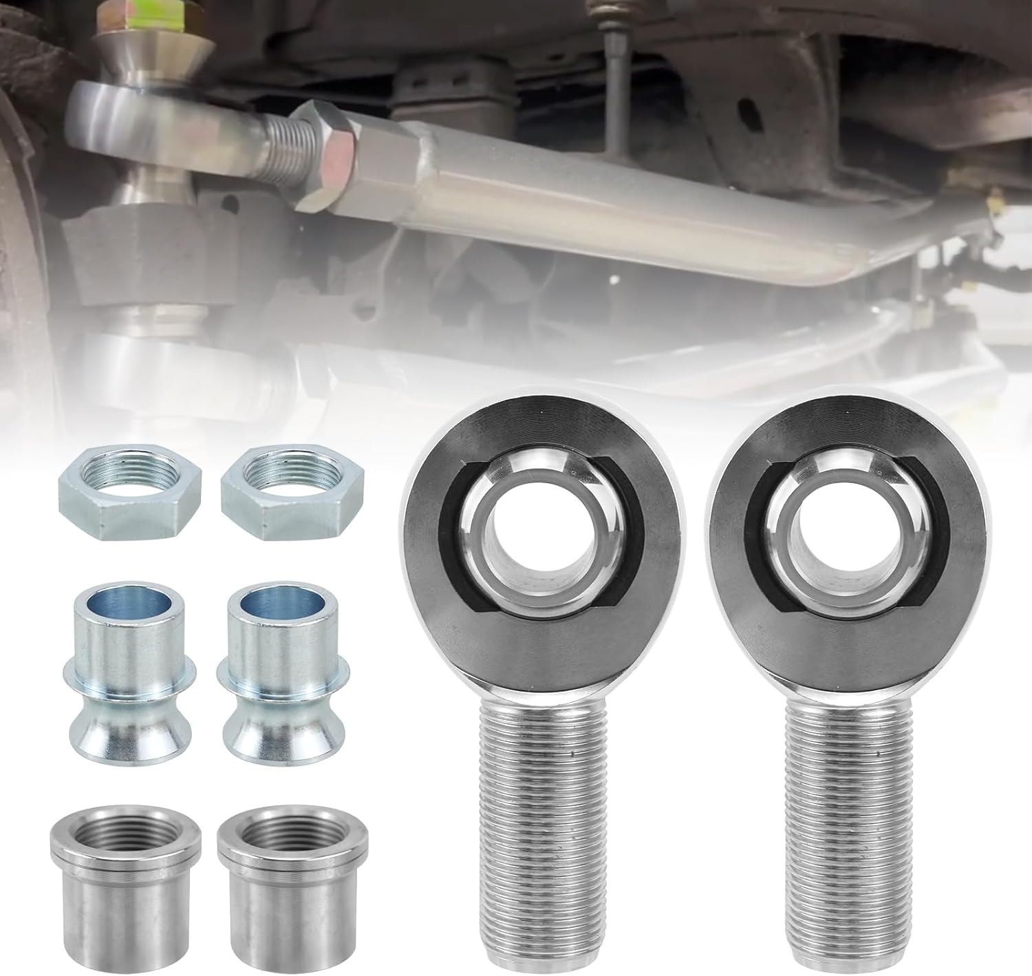 Sporacingrts 1.25" Heim Joint Rod End Kit Right & Left Hand Thread 1-1/4" Heat Treated Chromoly Rod Ends with Round Tube Adapter for Steering & Suspension