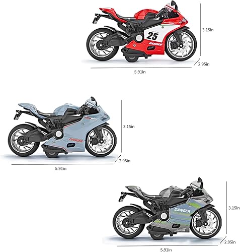 Miniatura 19 de Modelo de motocicleta de tracción hacia atrás, motocicleta de juguete a escala 1:12, juguete de motocicleta con luz y música regalo para niños