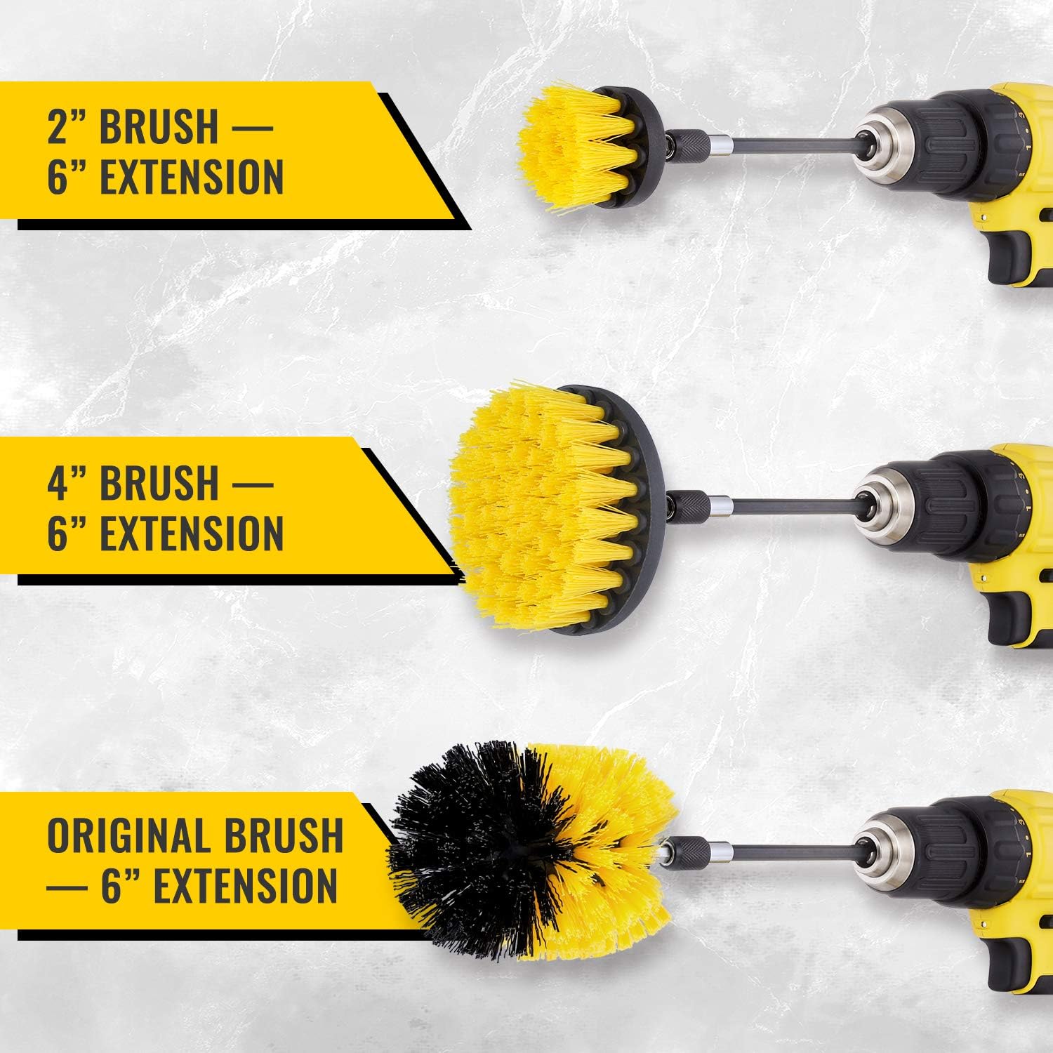 Drill Brush Attachment Set - Power Scrubber Brush Cleaning Kit - All Purpose Drill Brush with Extend Attachment for Bathroom Surfaces, Grout, Floor, Tub, Shower, Tile, Kitchen and Car : Health & Household