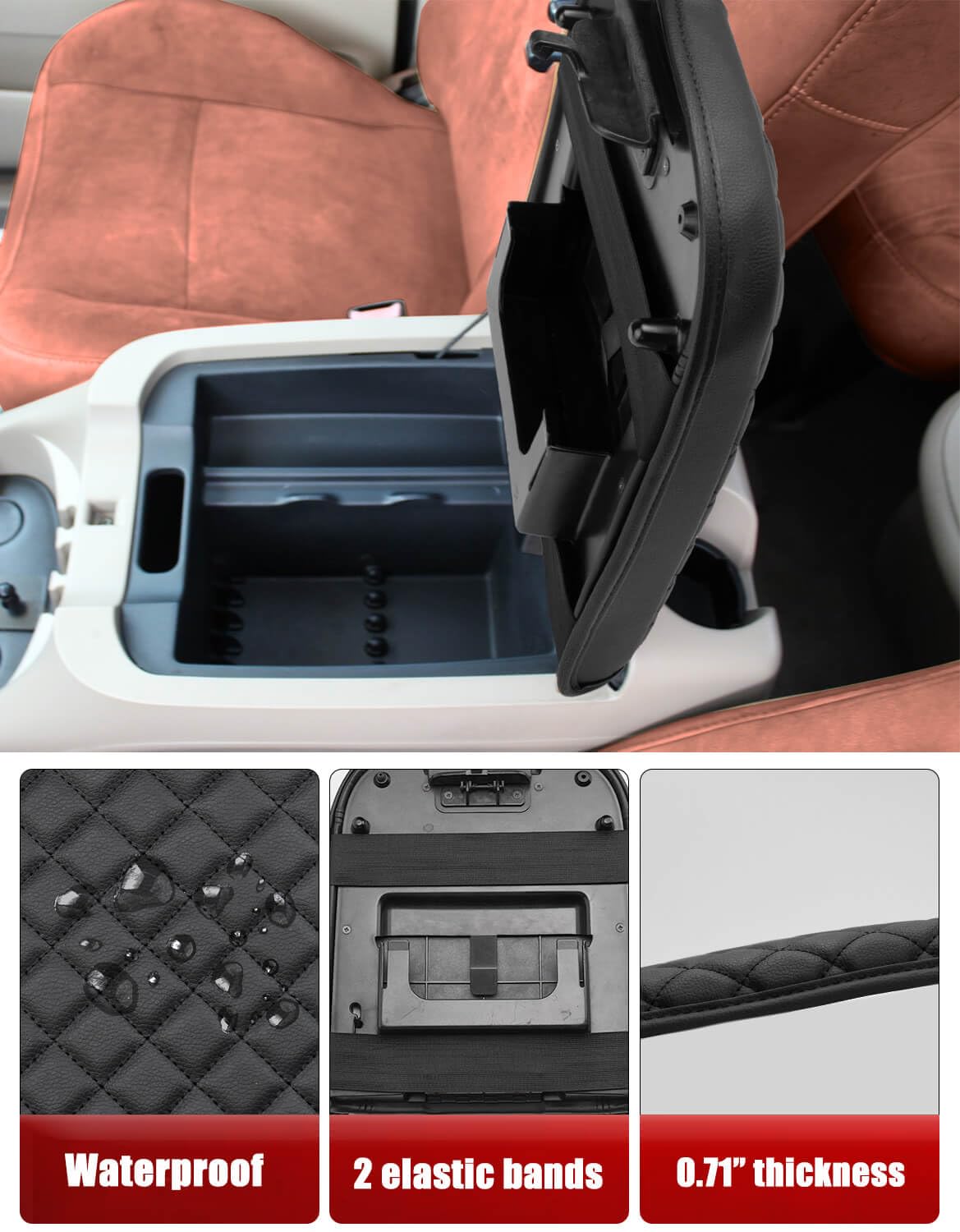 Center Console Lid Armrest Leather Cover Bench Seat For Ford F150 97-03 Gray