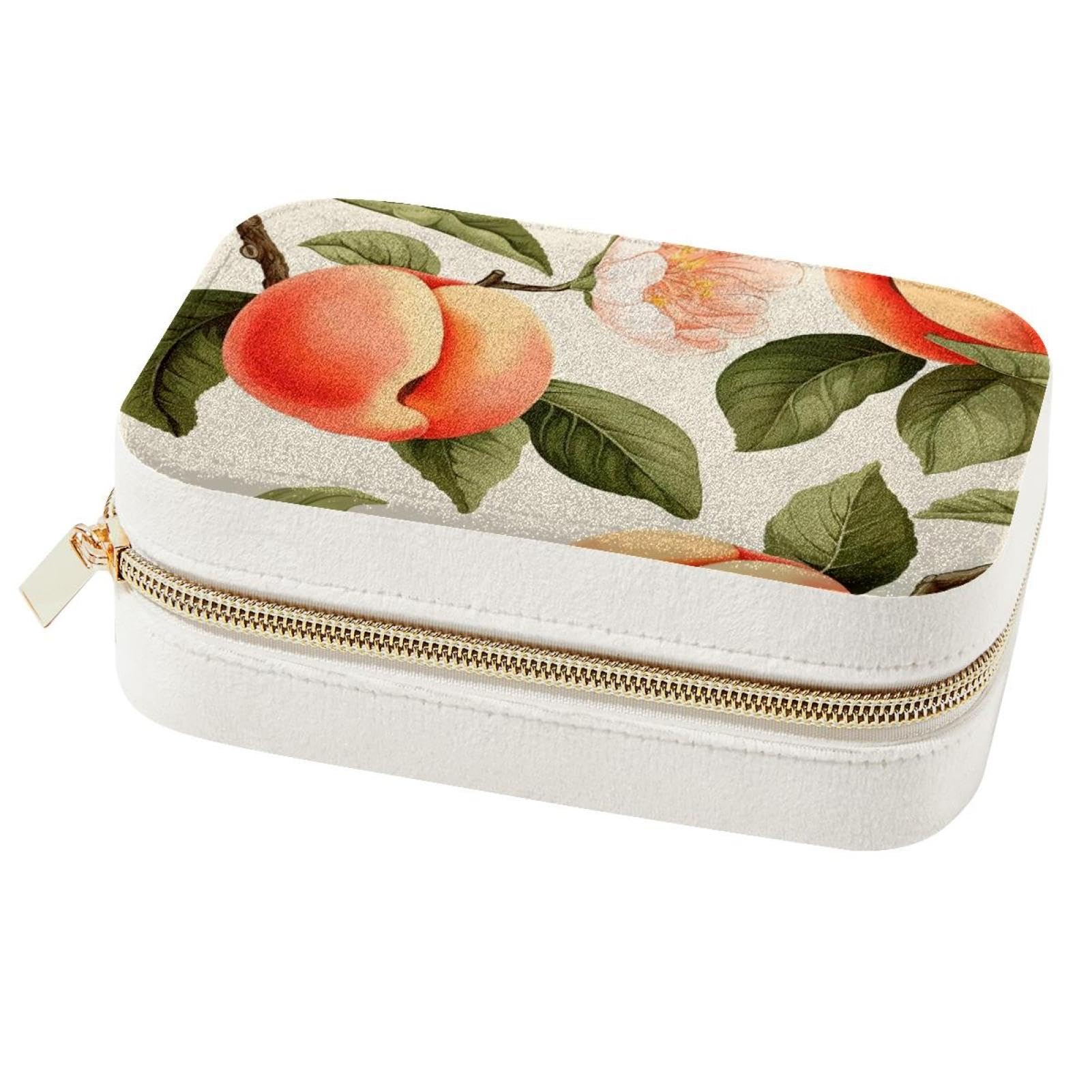Boîte à bijoux de voyage en fleur de pêche pour bagues et colliers