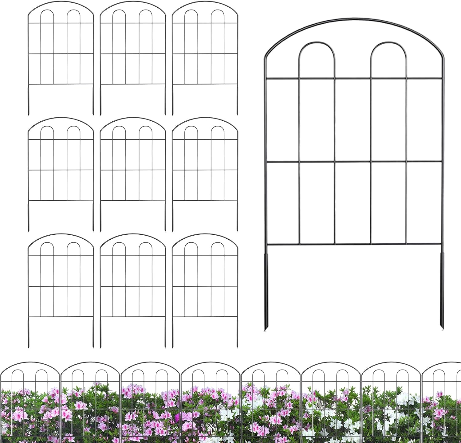 ガーデンフェンス,金属製装飾ガーデンフェンスボーダー - アーチ型 エッジング 地面保護用 メタルワイヤー 動物バリア 庭 芝生 植