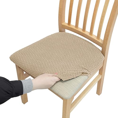 oiuruni Seat Covers for Dining Room Chairs Stretch Jacquard Chair Seat Covers Set of 4,Removable Washable Upholstered Chair Seat Cushion Cover for