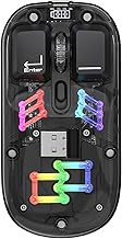 Souris Transparente sans Fil Bluetooth BT5.0 2,4 G Double Mode USB Optique RVB sans Fil, Coque en Cristal Transparent, Souris Muette Rechargeable pour PC, Ordinateur Portable,