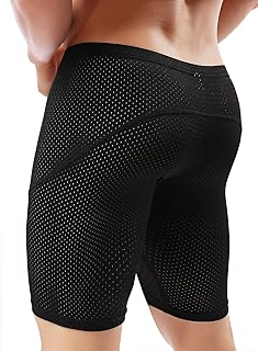 MIZOK Men's Tight Yoga Mesh Training Bodybuilding Gym Workout Shorts Jammer Swimsuit