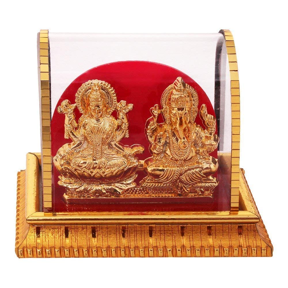 Buy Gold Plated Lord Ganesh & Maa Laxmi Acrylic Idols /Hindu God