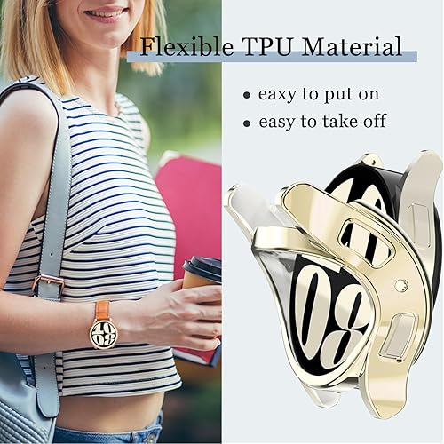 Miniatura 3 de RICHONE - Funda protectora de pantalla compatible con Samsung Galaxy Watch 6 de 1.575 pulgadas y 1.732 pulgadas para mujer, cubierta de protección