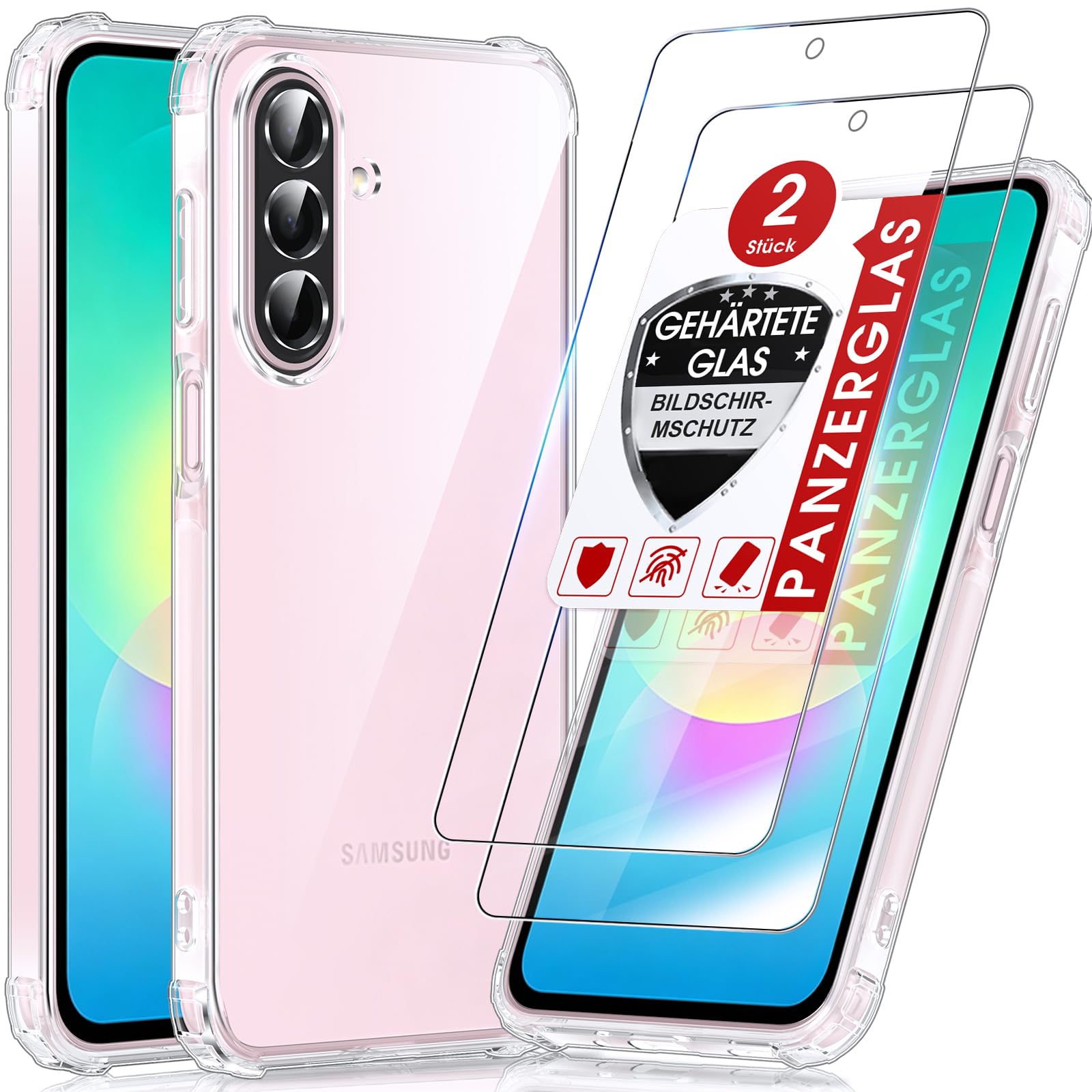 LeYi für Samsung Galaxy A27-5G Hülle mit 2 Stück Schutzfolie-Transparent | Samsung A27 5G Hülle Weich TPU Silikon Stoßfest Dünn A 27 Schutzhülle, Kameraschutz Crystal Clear Durchsichtige Cover Case